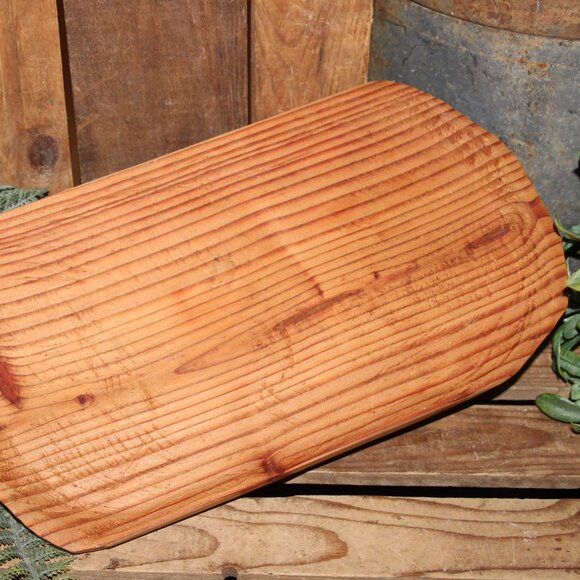 Large Vintage Rustic Farmhouse Wood Dough Bowl Tray - Picture 4 of 7